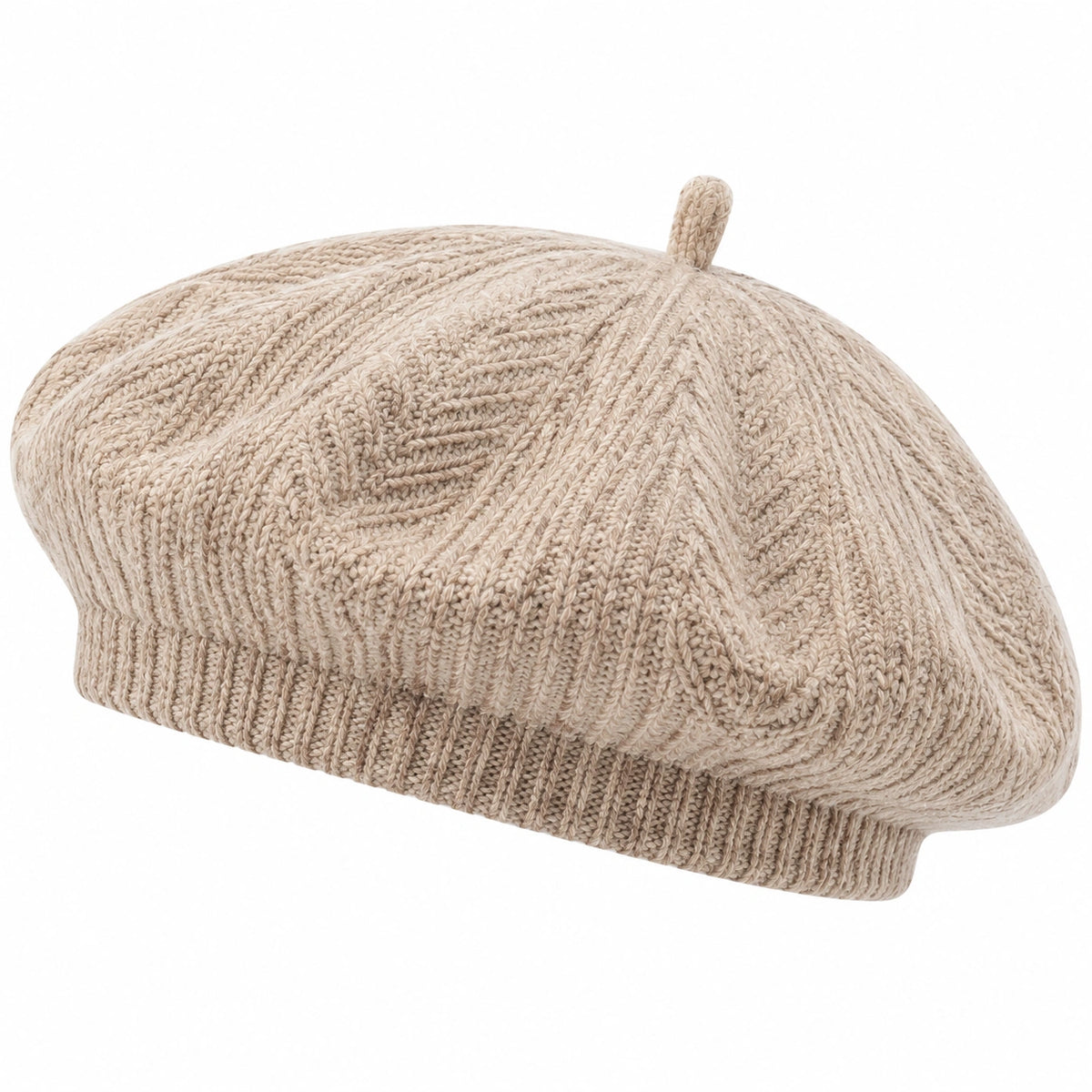 Boina de punto talla única beige con textura trenzada para uso diario