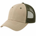 Gorra trucker talla única de tejido beige y malla verde oliva transpirable para uso diario