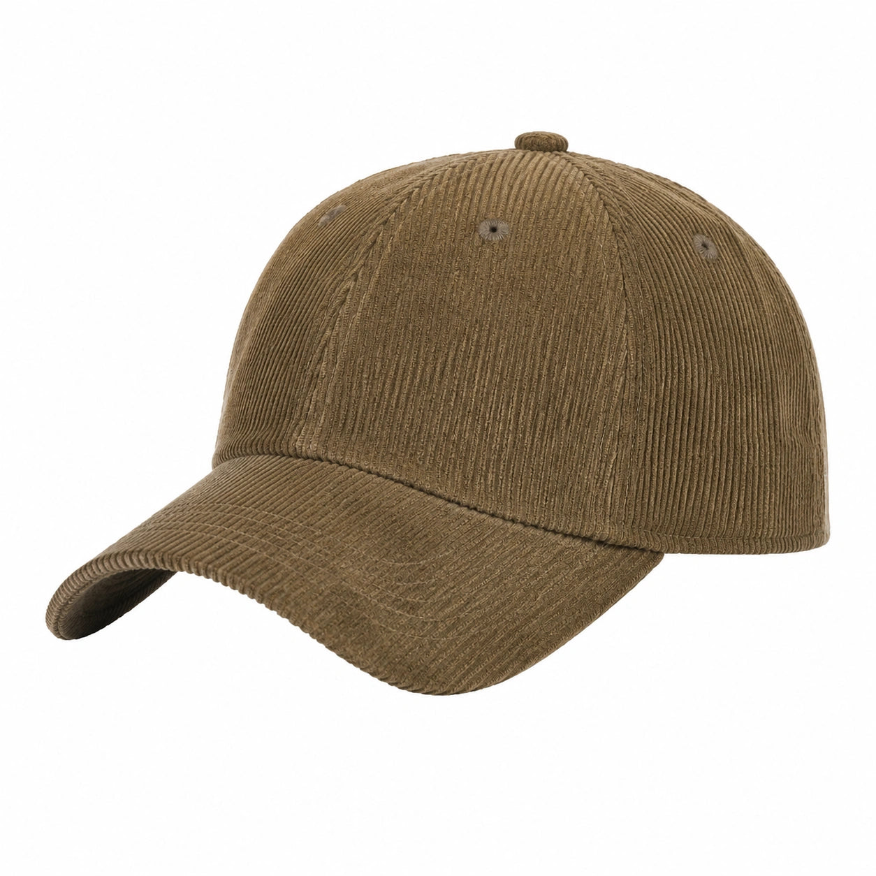 Gorra de béisbol talla única de pana marrón - visera curva estilo casual