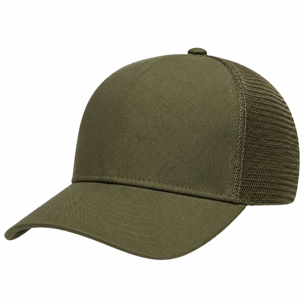 Gorra trucker talla única de tejido y malla verde oliva - visera curva ajustable