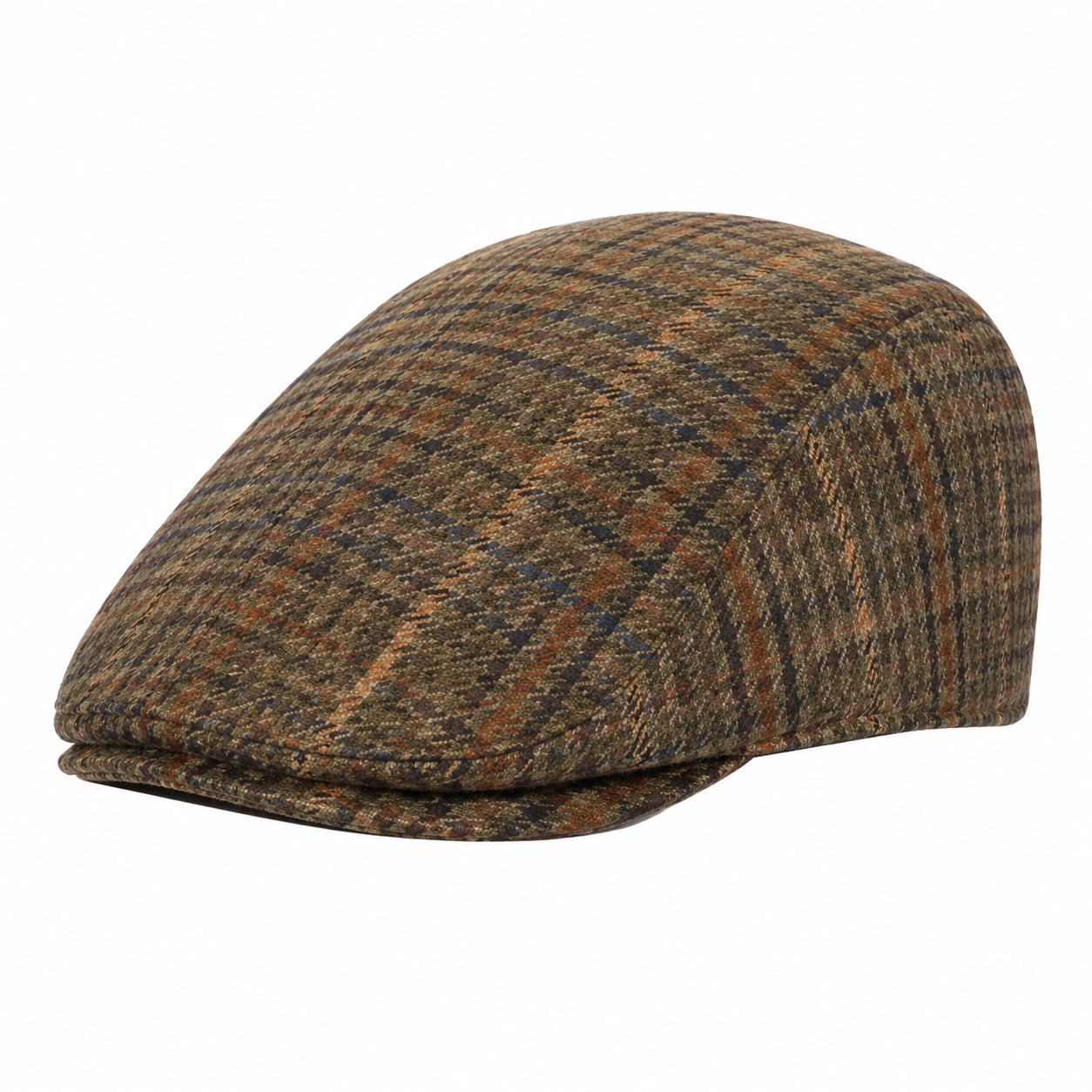 Gorra plana talla única de tejido estampado marrón verde estilo clásico