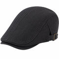 Gorra plana talla única de tejido negro con espiga ajustable estilo clásico