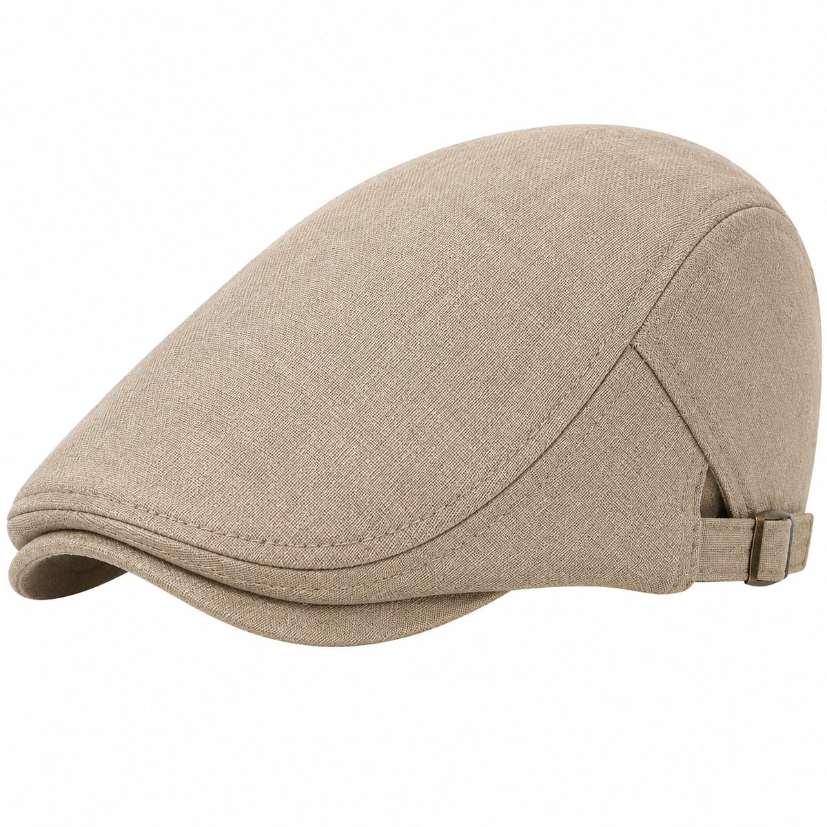 Gorra plana talla única beige de tejido ajustable para uso diario