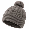 Gorro de punto talla única gris con pompón y diseño de espiga para invierno