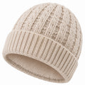 Gorro de punto talla única beige con canalé para uso diario