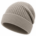 Gorro de punto talla única beige con borde doblado para invierno