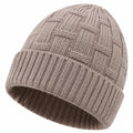 Gorro de punto talla única beige con borde doblado para invierno