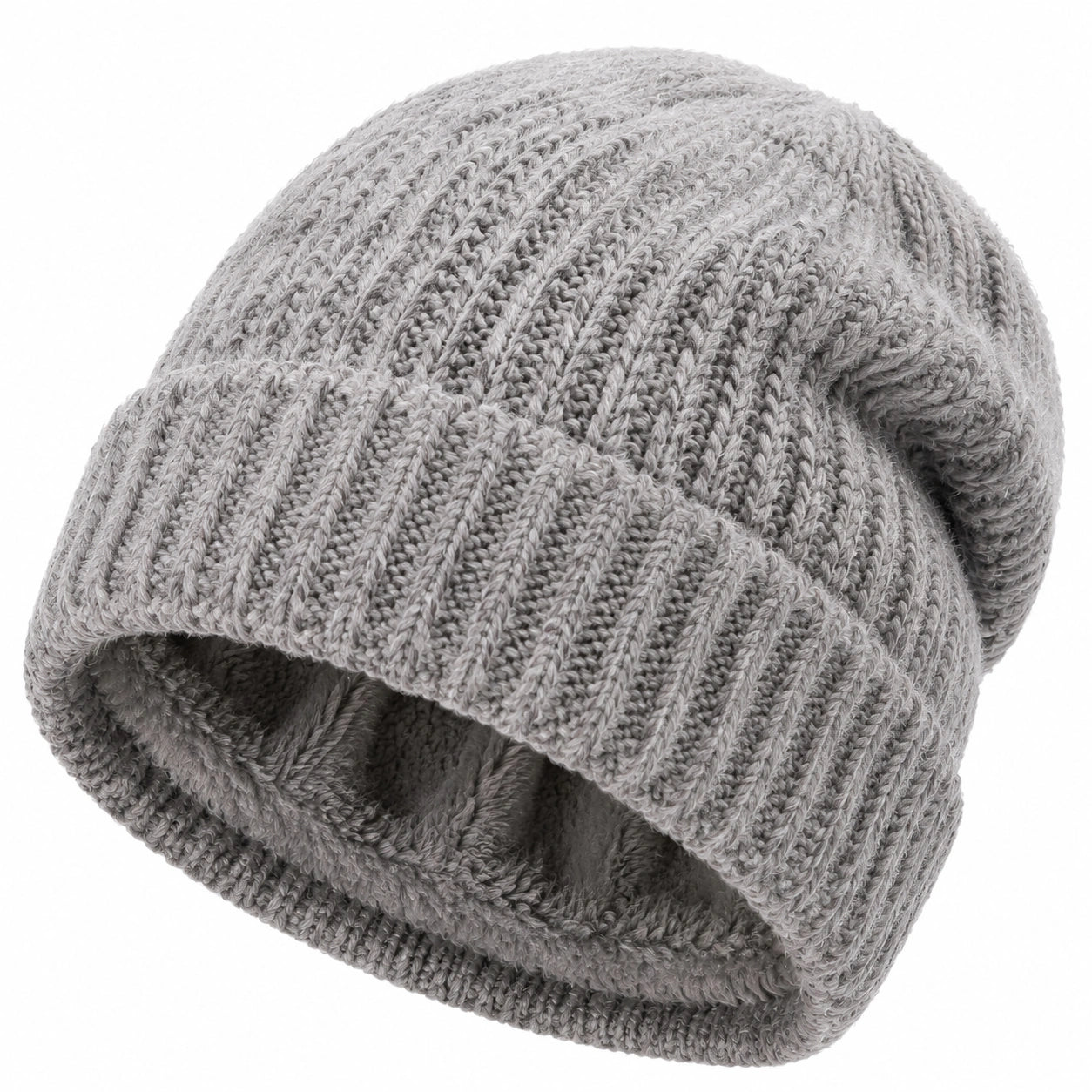 Gorro de punto talla única gris de canalé para uso diario
