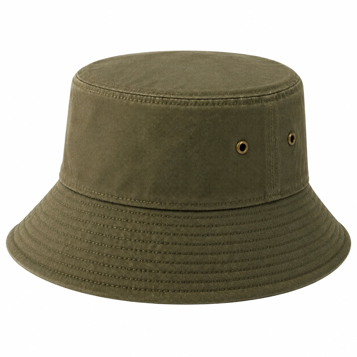Sombrero de pescador talla única de tejido verde oliva con ala ancha estilo casual