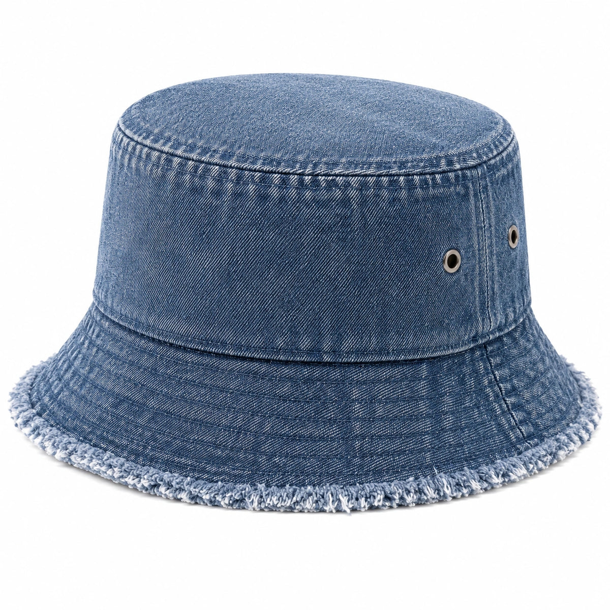 Sombrero de pescador talla única de tejido vaquero azul con ala deshilachada