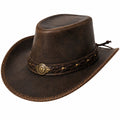 Sombrero cowboy talla única de cuero sintético marrón con ala ancha estilo western