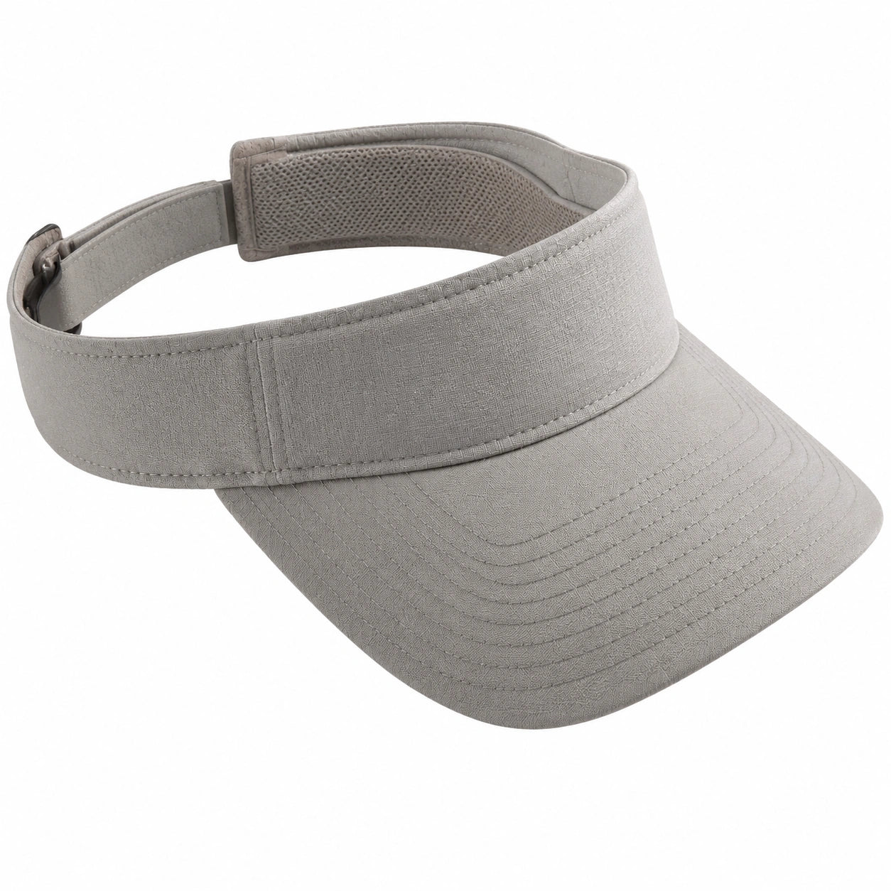 Visera deportiva talla única de tejido gris ajustable con ala curva