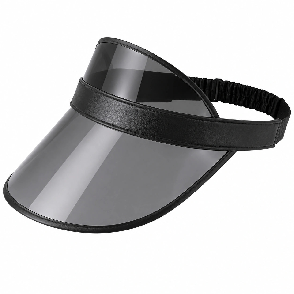 Visera facial talla única de plástico negro con cinta elástica estilo deportivo