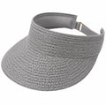 Visera solar talla única de fibra trenzada gris ajustable - estilo casual para exterior