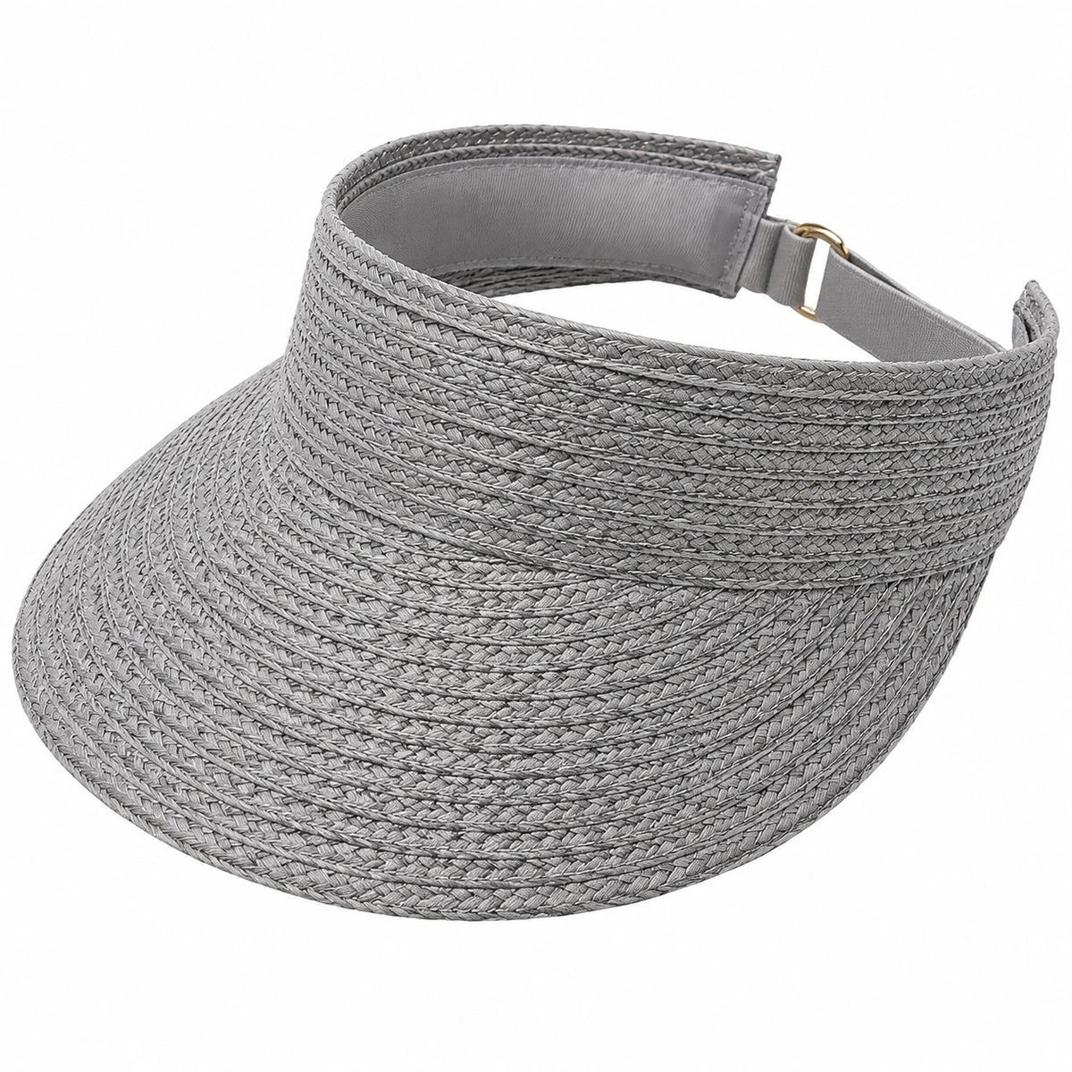 Visera solar talla única de fibra trenzada gris ajustable - estilo casual para exterior