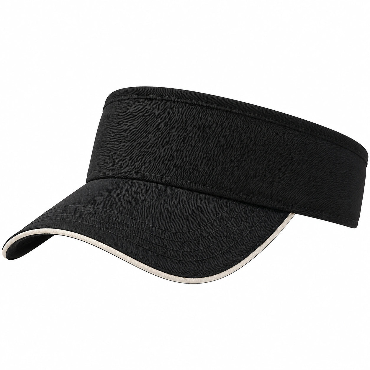Visera unisex talla única de tejido negro con ribete beige para uso diario